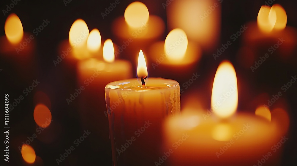A warm glow of candle flames creates a serene and peaceful ambiance, perfect for meditation or intimate gatherings. A warm glow of candle flames creates a serene and peaceful ambiance, perfect for meditation or intimate gatherings.