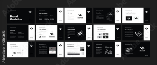Modern Brand Guidelines Poster. Brand Identity Presentation Templates. Vector Illustration.