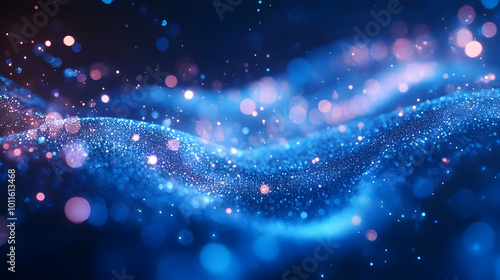 Abstract Blue Background with Bokeh Lights