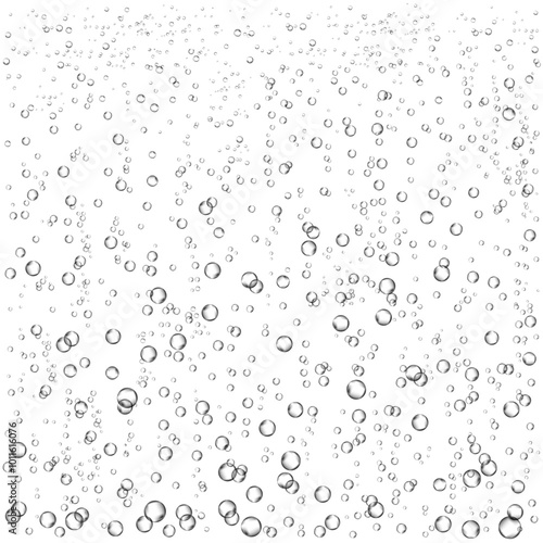 Oxygen air bubbles  flow  in water on white  background.