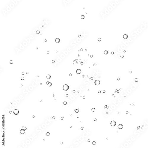Oxygen air bubbles  flow  in water on white  background.