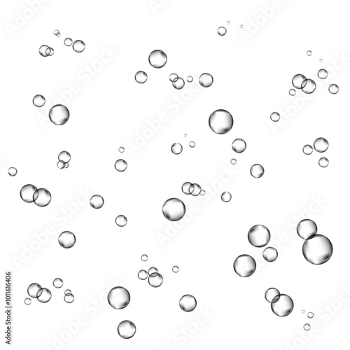 Oxygen air bubbles  flow  in water on white  background.