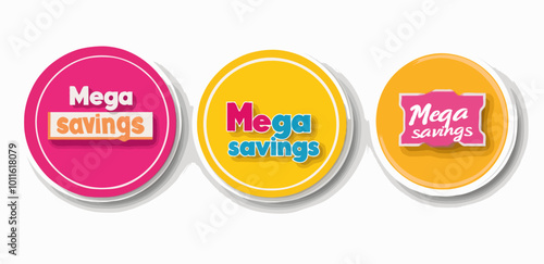 Bright Circular Sale Badges for Black Friday Promotions - Mega Savings Graphics