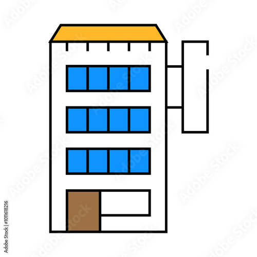 hotel building line icon vector. hotel building sign. isolated symbol illustration