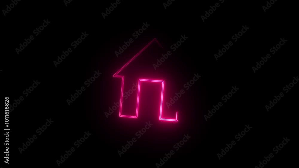 Glowing neon line Map pointer with address icon isolated on black background.Address symbol.Animated maps Home Glowing neon line Map pointer with address icon isolated on black background.Address symbol.Animated maps Home