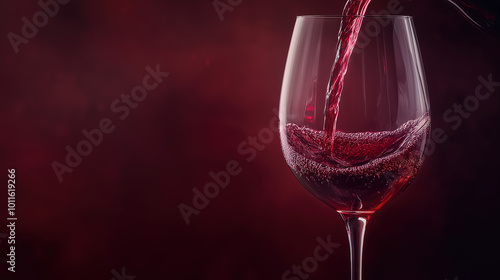 Rich red wine being poured into an elegant crystal glass