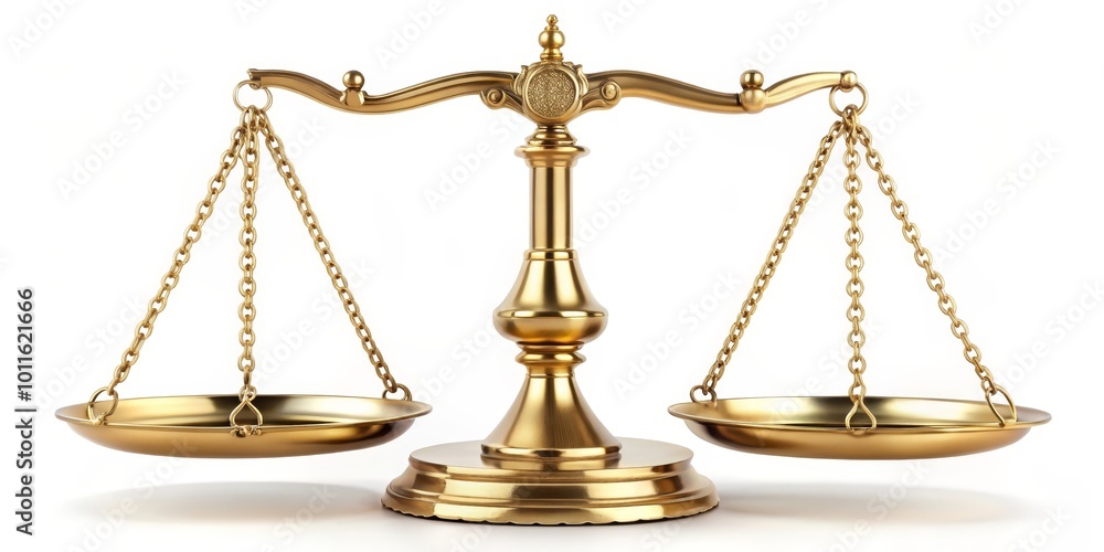 Golden Scales of Justice - 3D Render, Balance, Law, Justice, Symbol Golden Scales of Justice - 3D Render, Balance, Law, Justice, Symbol