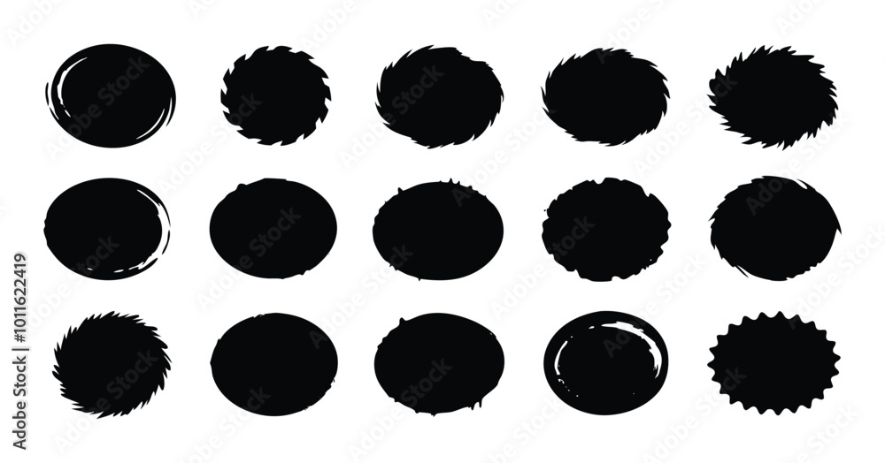Hand-Drawn Circular Brush Stroke Frames – Grunge and Ink Textures Set on white background Hand-Drawn Circular Brush Stroke Frames – Grunge and Ink Textures Set on white background