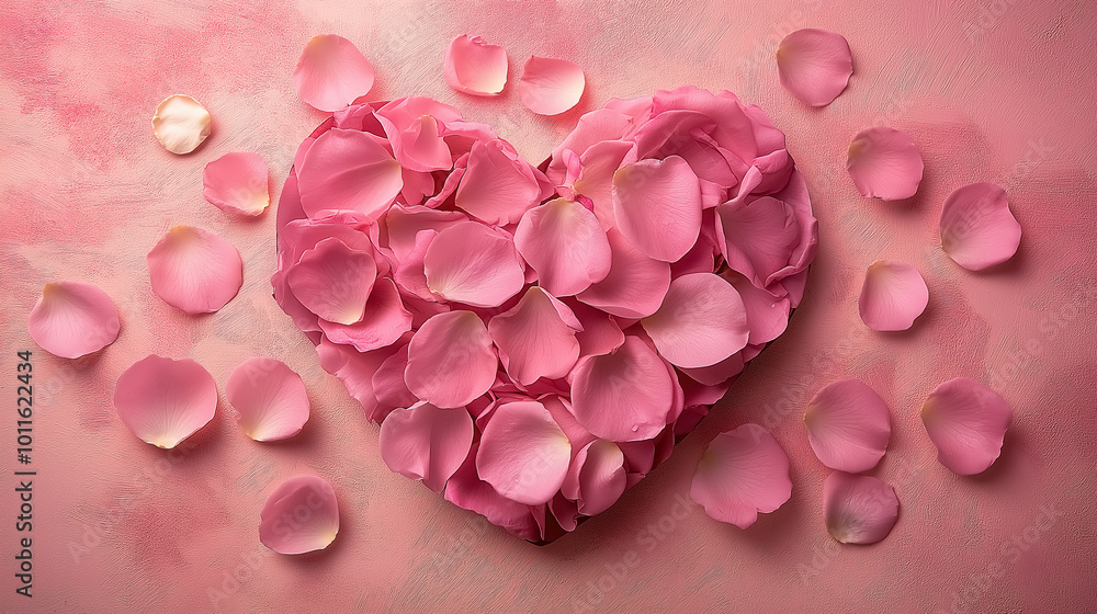 Heart-shaped arrangement of rose petals Heart-shaped arrangement of rose petals