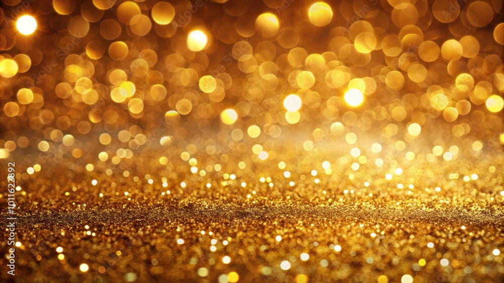 A shimmery background with golden glitter and soft-focus bokeh lights, creating a glamorous and festive ambiance. A shimmery background with golden glitter and soft-focus bokeh lights, creating a glamorous and festive ambiance.