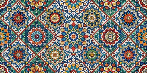Wallpaper Mural Vibrant Mandala Tile Pattern A Symphony of Colors and Shapes, Islamic Art, Mosaic Pattern, Decorative Art Torontodigital.ca