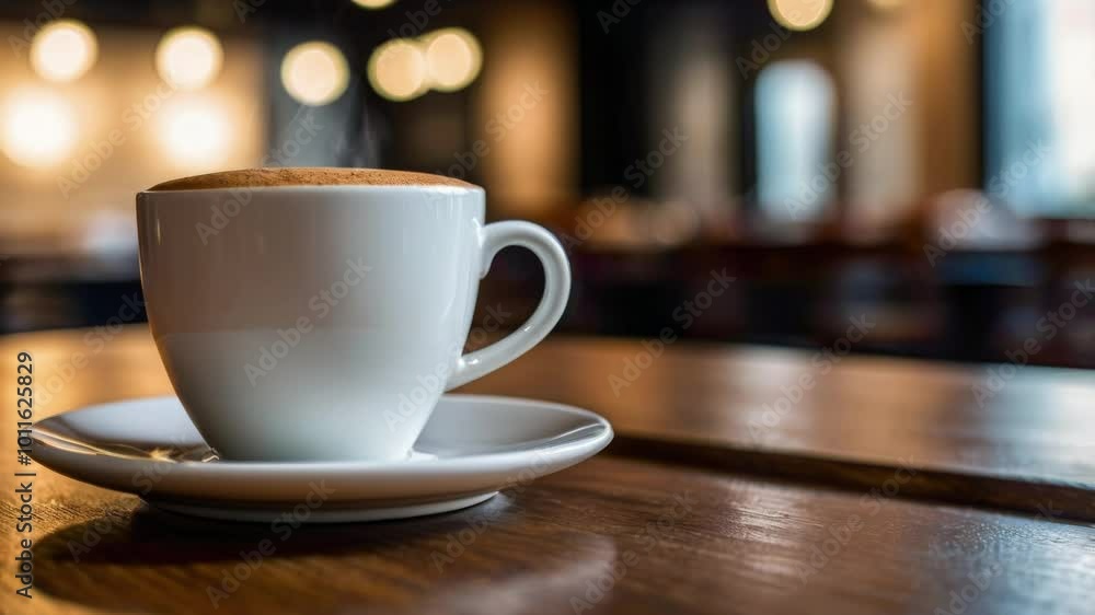 Title Coffee cup on wooden table with blurred background. Suitable for coffee shop advertisements, blog graphics, and social media posts. Title Coffee cup on wooden table with blurred background. Suitable for coffee shop advertisements, blog graphics, and social media posts.