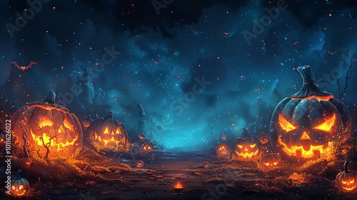 Halloween lanterns glowing at the border