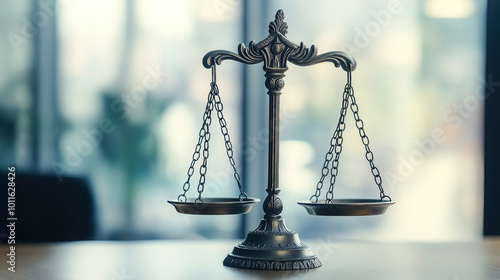 A detailed image of the scales of justice