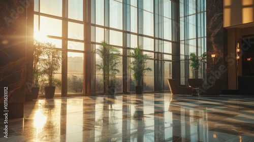 Wallpaper Mural Sunlit Lobby with a View Torontodigital.ca