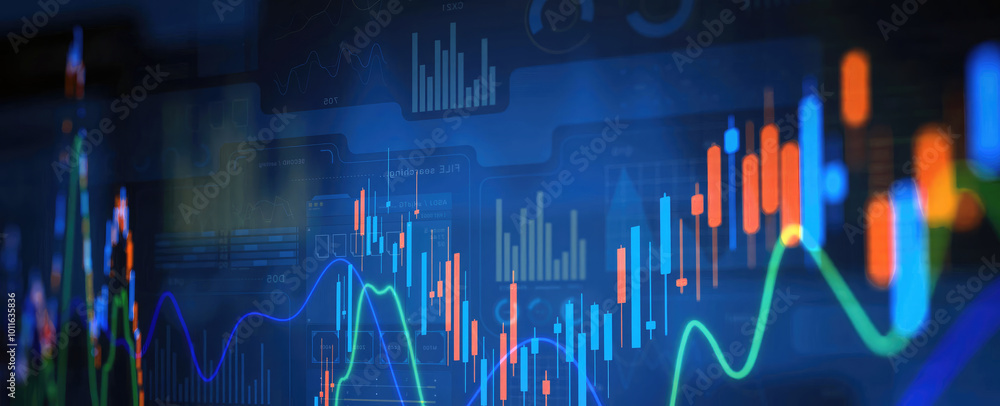 Market chart graph line candle price trade points about stock market. Concept of stockmarket trading exchanging economy economic crisis information data business finance. Copy space for text Market chart graph line candle price trade points about stock market. Concept of stockmarket trading exchanging economy economic crisis information data business finance. Copy space for text