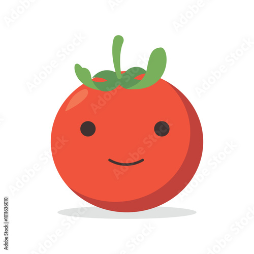 Vector illustration of a red tomato isolated on white , Tomato vector. Tomato on white background. Tomato vector in cartoon style