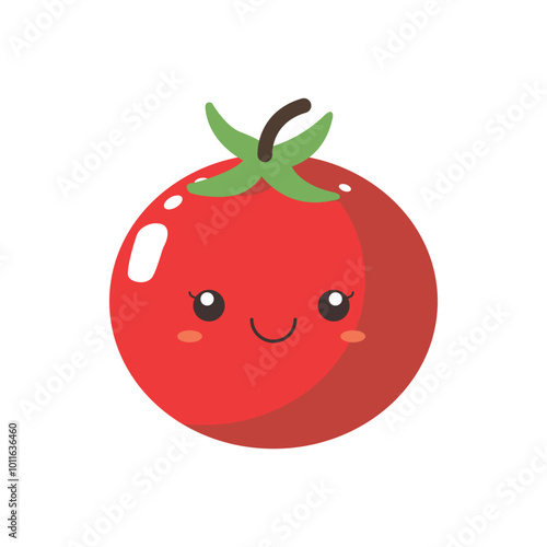 Vector illustration of a red tomato isolated on white , Tomato vector. Tomato on white background. Tomato vector in cartoon style