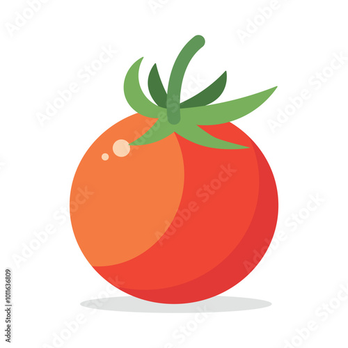 Vector illustration of a red tomato isolated on white , Tomato vector. Tomato on white background. Tomato vector in cartoon style