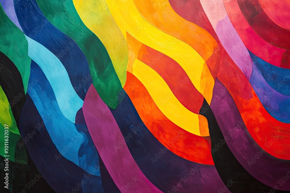 Fototapeta premium A rainbow wave pattern with sharp, jagged lines creating a bold, edgy look