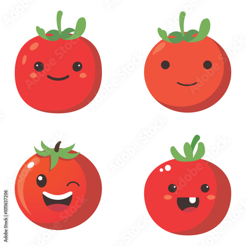 Vector illustration of a red tomato isolated on white , Tomato vector. Tomato on white background. Tomato vector in cartoon style