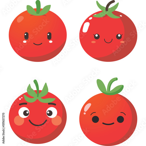 Vector illustration of a red tomato isolated on white , Tomato vector. Tomato on white background. Tomato vector in cartoon style