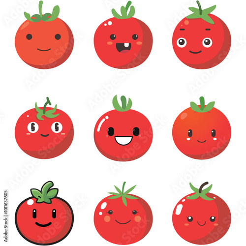 Vector illustration of a red tomato isolated on white , Tomato vector. Tomato on white background. Tomato vector in cartoon style