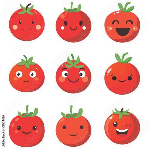 Vector illustration of a red tomato isolated on white , Tomato vector. Tomato on white background. Tomato vector in cartoon style