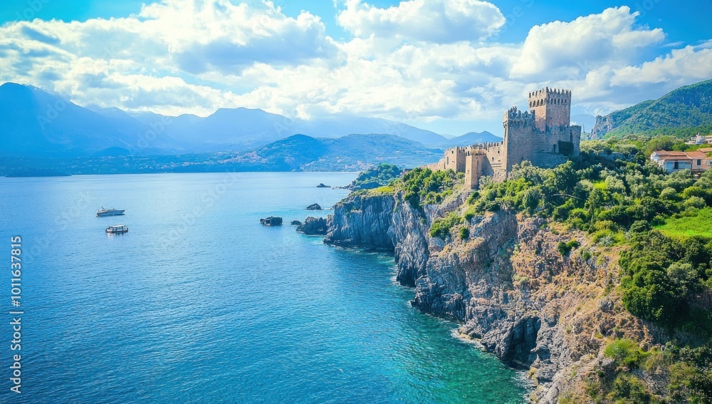 Ancient Castle on the Cliffside Overlooking the Sea Ancient Castle on the Cliffside Overlooking the Sea