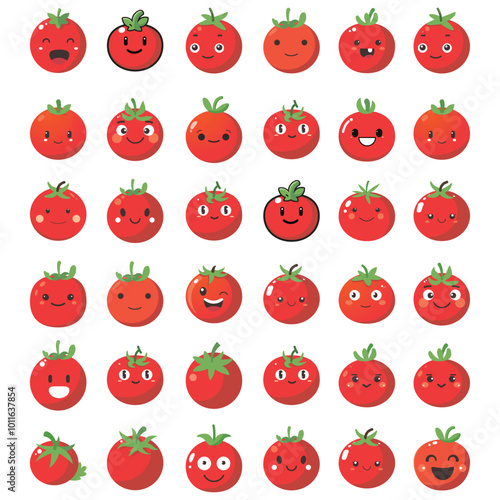 Vector illustration of a red tomato isolated on white , Tomato vector. Tomato on white background. Tomato vector in cartoon style