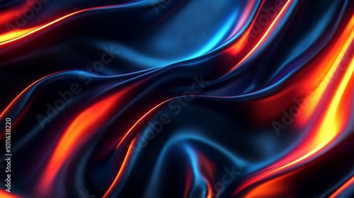 Wallpaper Mural Neon Lights on Black Silk Satin Background. AI generated illustration Torontodigital.ca