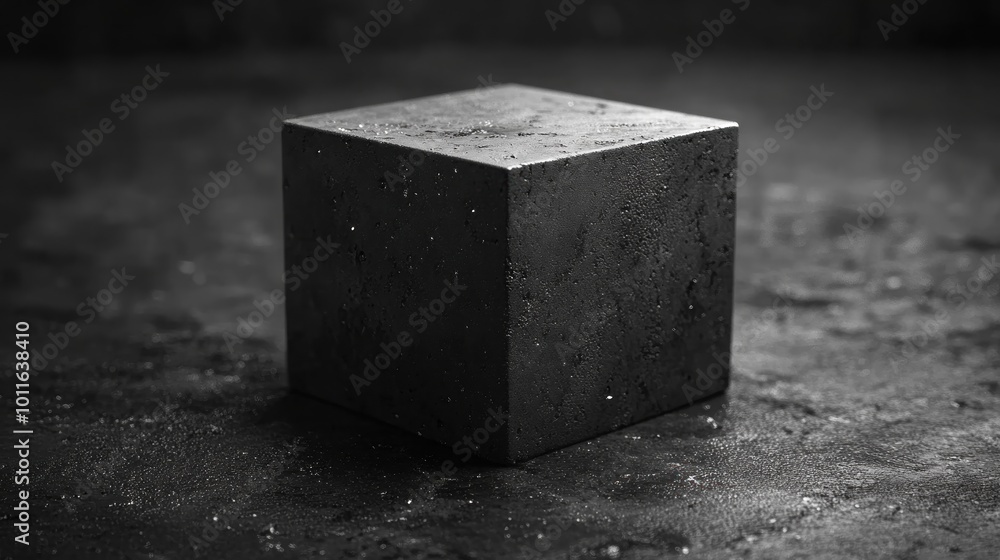 A minimalistic black cube on a textured surface, emphasizing simplicity. A minimalistic black cube on a textured surface, emphasizing simplicity.