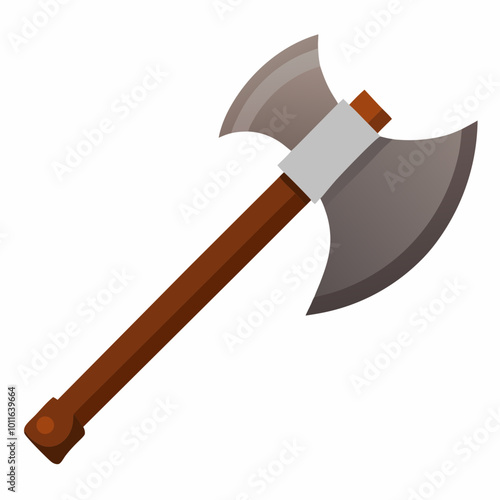 axe on the wood with white background