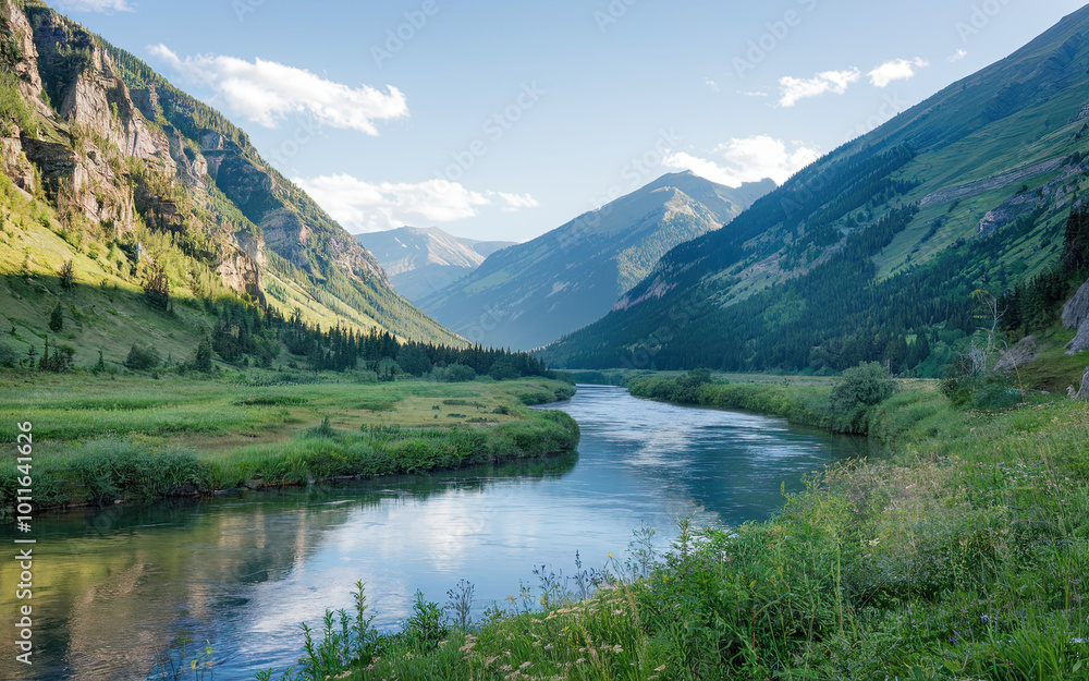 Serene Natural Landscape with Towering Mountains Serene Natural Landscape with Towering Mountains
