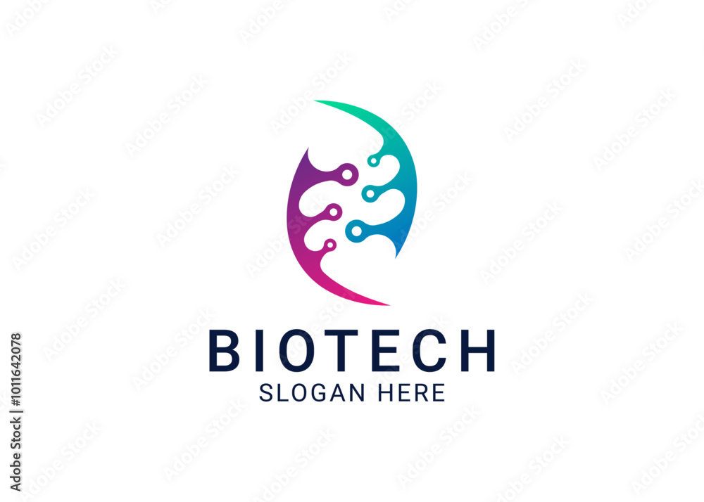 Biotech logo icon vector template design with dna helix and technology concept. Biotech logo icon vector template design with dna helix and technology concept.