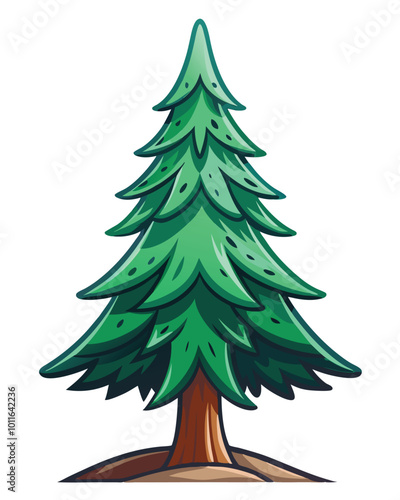 Dynamic fir tree vector illustration isolated on a white background