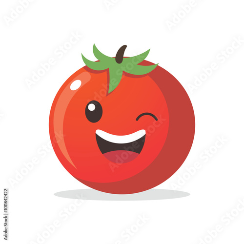 Vector illustration of a red tomato isolated on white , Tomato vector. Tomato on white background. Tomato vector in cartoon style