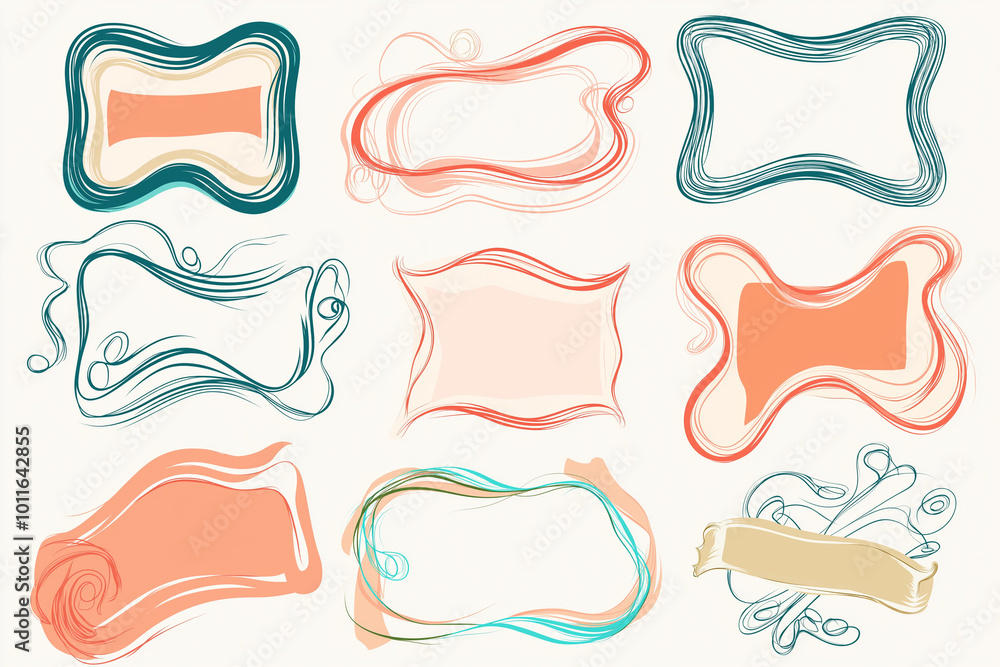 Fototapeta premium Set of elegant whimsical hand drawn designs