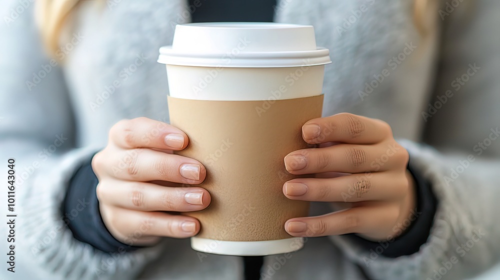 Close-up of Woman's Hands Holding a Coffee Cup Close-up of Woman's Hands Holding a Coffee Cup