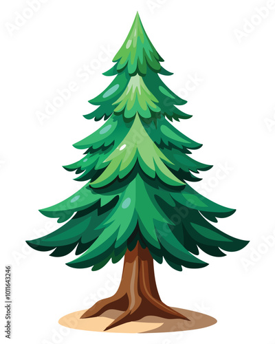 Dynamic fir tree vector illustration isolated on a white background