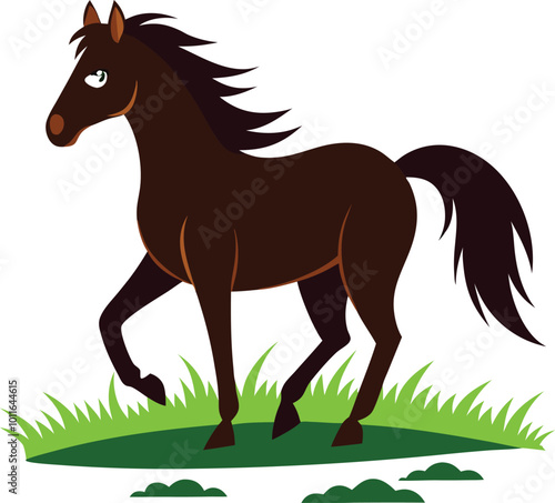 A Cute Horse silhouette flat style vector illustration design. Hand drown horse vector.