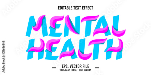 typography MENTAL HEALTH word art illustration, editable text effect, eps file format