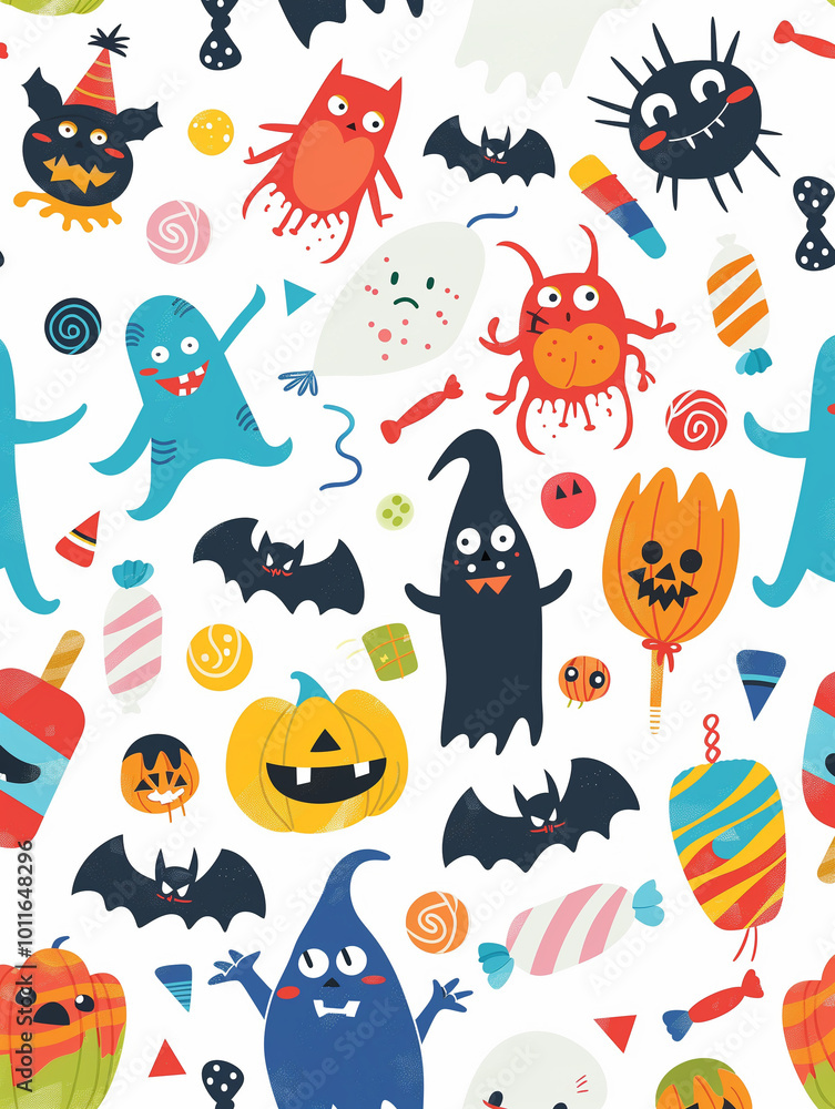 seamless pattern with halloween monsters seamless pattern with halloween monsters