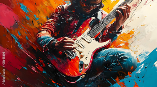 Abstract Illustration of Guitar Player