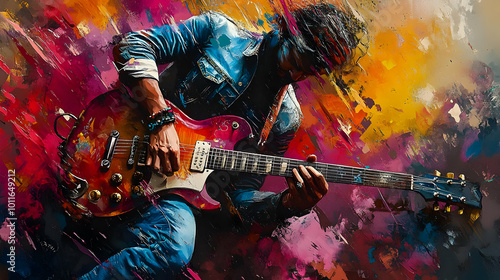 Abstract Painting of a Guitarist