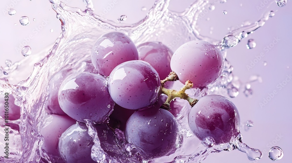 Water Splashing on a Bunch of Grapes Water Splashing on a Bunch of Grapes