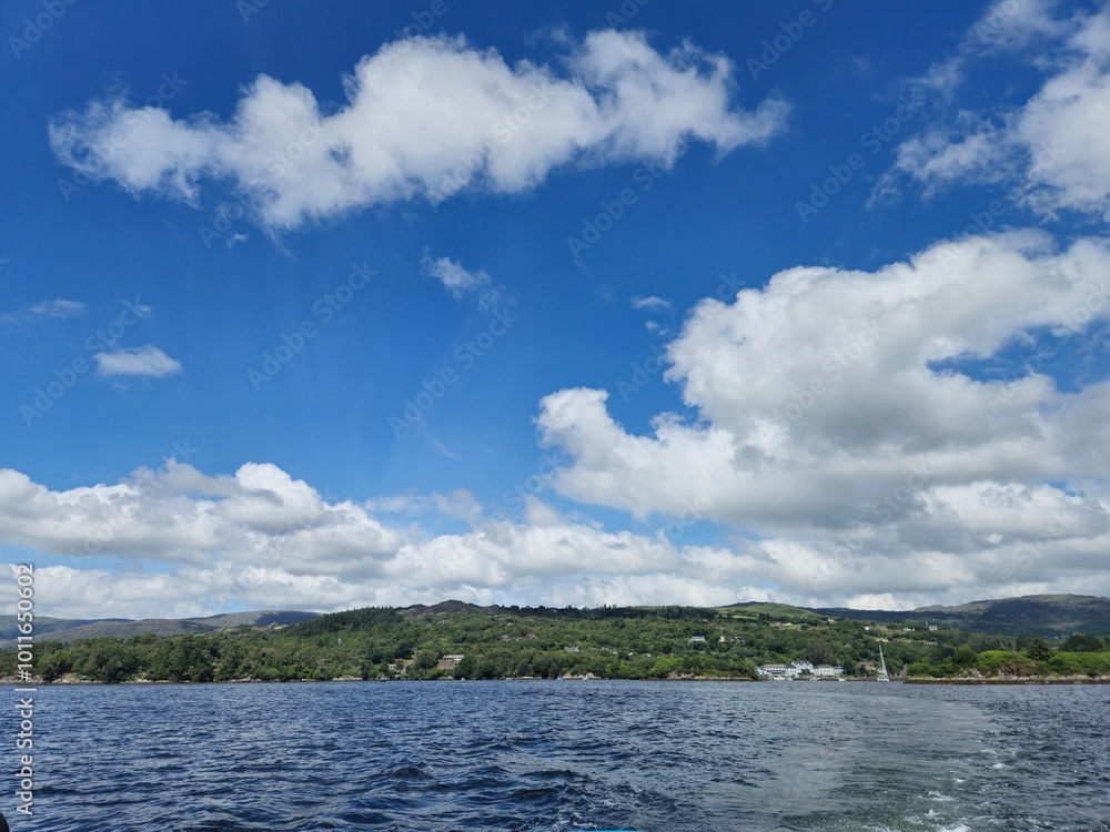 Serene Waterscape: Tranquil River With Cloud Reflections Serene Waterscape: Tranquil River With Cloud Reflections