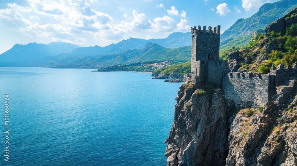 Fototapeta premium Ancient Fortress on Coastal Cliffs