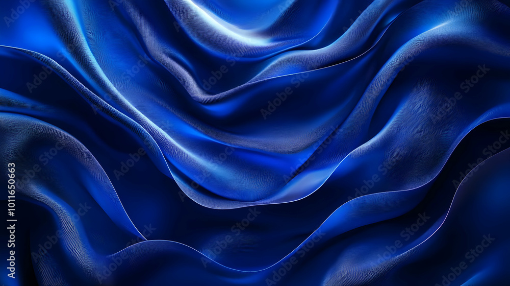 Obraz premium Abstract Blue Fabric Waves Background Illustration