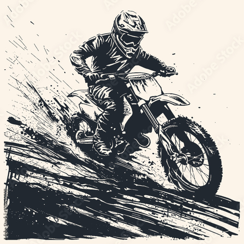Motocross rider, vector illustration